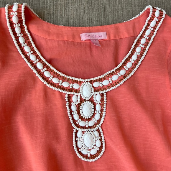Lilly Pulitzer Coral Beaded Tunic Dress - Picture 3 of 5
